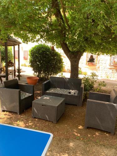 a group of chairs and tables under a tree at COUNTRY HOUSE in Sezze