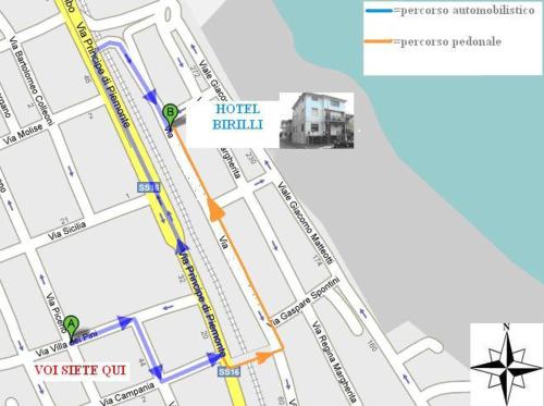 a map showing the location of a hotel benefit at Birilli B&B in Civitanova Marche