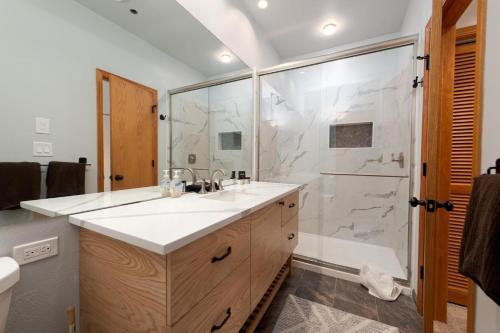 a bathroom with a sink and a shower at Kendall 444 in Durango Mountain Resort