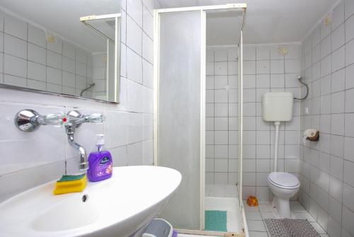 a bathroom with a sink and a toilet at Apartments by the sea Tisno, Murter - 21405 in Tisno