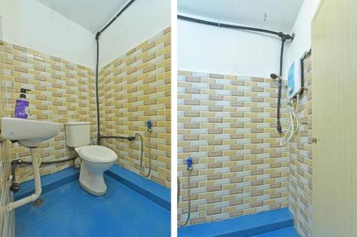 - deux photos d'une salle de bains avec toilettes et douche dans l'établissement F HOTEL, à Bayan Lepas