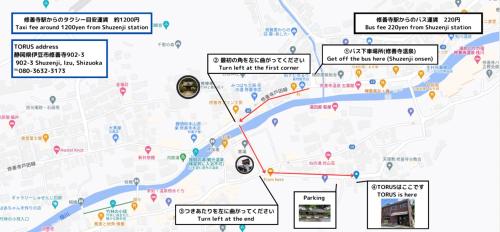 a map showing the location of the korean consulate at TORUS 修善寺 Condominium 貸切宿 in Izu