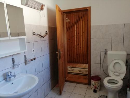 a bathroom with a toilet and a sink at Villa Harmony in Bihać