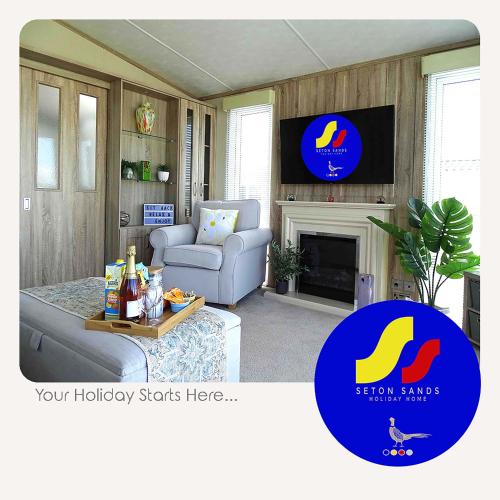 Sjónvarps- og/eða afþreyingartæki á Seton Sands Holiday Home