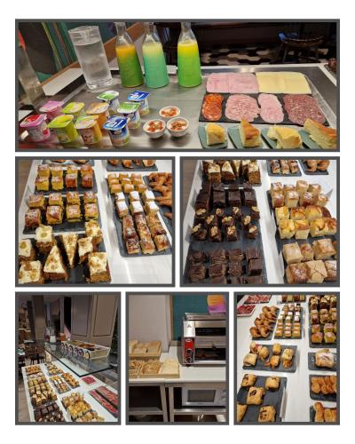 un collage de fotos de diferentes tipos de postres en Pensió Torrent, en L'Escala