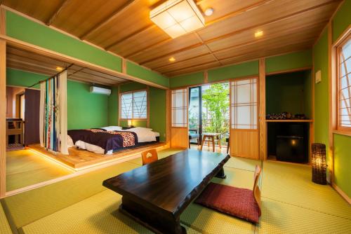 Katil atau katil-katil dalam bilik di 由布の里 旅荘 牧場の家 Ryoso Makibanoie