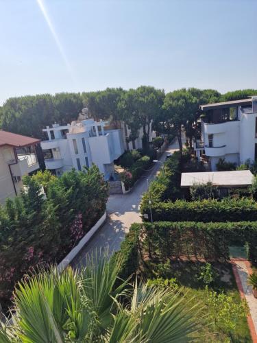 an aerial view of a residential neighbourhood with white buildings at Villa Pearl Adriatic Coast 2 in Golem