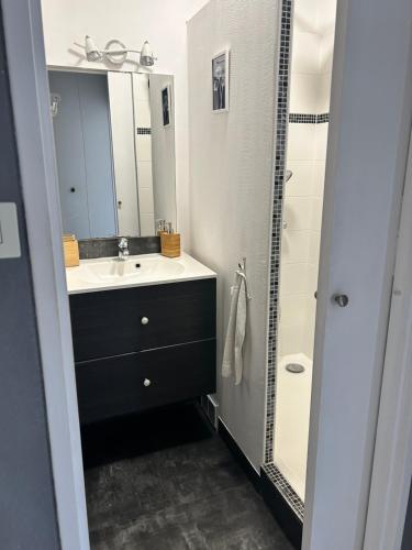 Ένα μπάνιο στο Appartement terrasse privée grande plage à 100 m - Parking gratuit