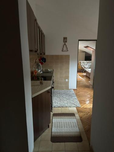 a kitchen with a sink and a counter top at Attic Baosici in Herceg-Novi