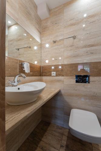 a bathroom with a sink and a toilet at Dom Krawca - pod Chojnikiem in Jelenia Góra