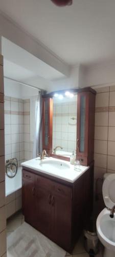 a bathroom with a sink and a toilet at Villa Demy in Patra