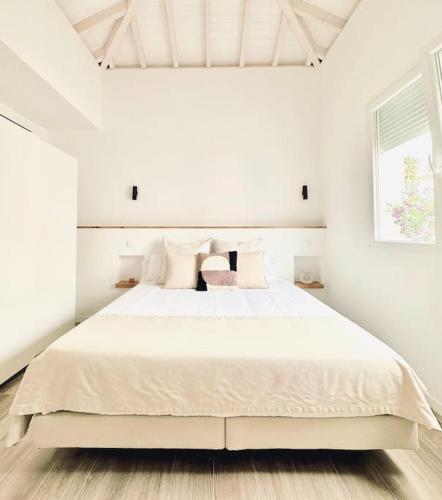 Breña AltaにあるLA GRAMA IV, comodidad y excelente ubicaciónの白いベッドルーム(枕付きの大きな白いベッド付)