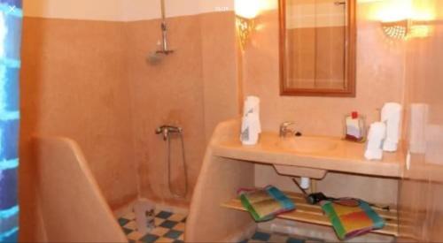 y baño con lavabo, aseo y ducha. en Dar De La Milonga, en Essaouira