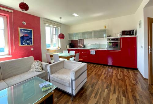 Kuchyň nebo kuchyňský kout v ubytování Apartman v Beskydech