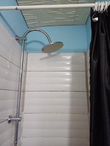 a shower with a shower head in a bathroom at Meryem in La Trinité