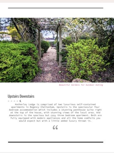 a page of a picture of a garden with a fence at Cotswold VIP Regency Lodge in Cheltenham