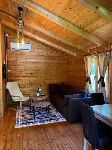 a living room with a couch and a table at Orahovo Cottages in Virpazar