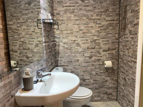 a bathroom with a sink and a toilet at CASA JESUS in Abiego