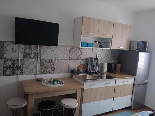 Kuchyň nebo kuchyňský kout v ubytování Apartmánové studio LauMar