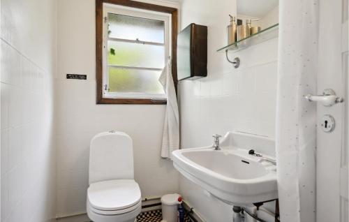 a bathroom with a toilet and a sink at Lovely Home In Solrd Strand With Wifi in Karlstrup Strand