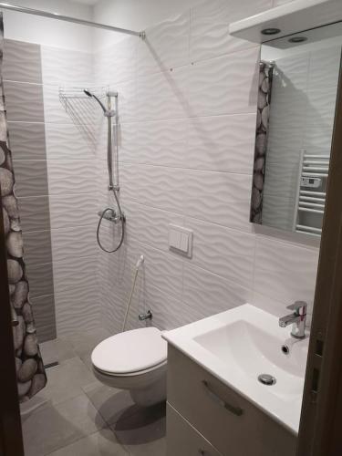 une salle de bain avec toilettes, lavabo et douche dans l'établissement maison de papa, à Nice