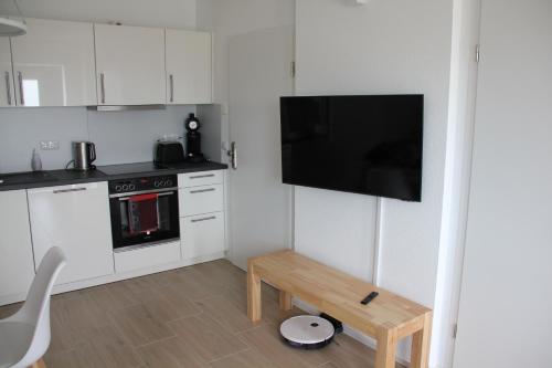 Η κουζίνα ή μικρή κουζίνα στο 2 Zimmer Wohnung 5 km vom Bodensee entfernt ab 5 Nächte