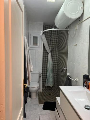a bathroom with a shower and a toilet and a sink at SANT MORI GRAN TERRASSA in Empuriabrava