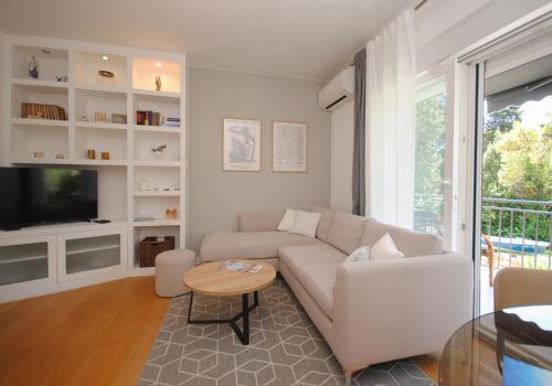 Televízia a/alebo spoločenská miestnosť v ubytovaní Park view apartments