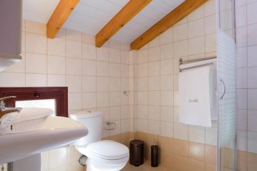 a bathroom with a toilet and a sink at Ivi Villa in Sivota