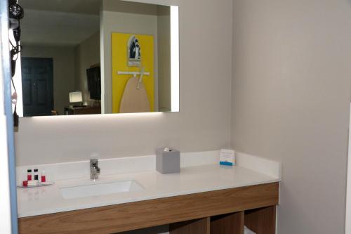 La salle de bains est pourvue d'un lavabo et d'un miroir. dans l'établissement Days Inn by Wyndham Farmville, à Farmville