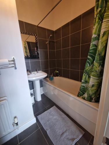 a bathroom with a bath tub and a sink at The Loft in Belfast