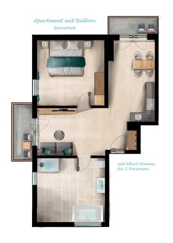 a floor plan of a house with at Ferienwohnungen Zober am Mühlbach in Oberammergau