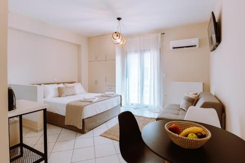 Ένα ή περισσότερα κρεβάτια σε δωμάτιο στο Memories Cozy Studio