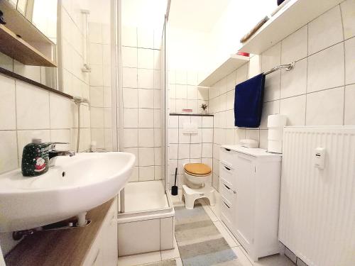 Koupelna v ubytování Zimmer Auensee