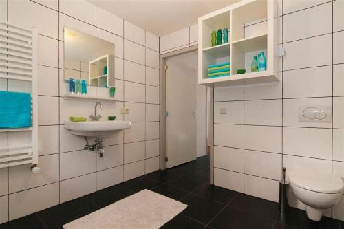 a bathroom with a sink and a toilet at Essenereng in Kootwijkerbroek