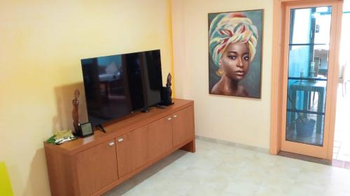 TV a/nebo společenská místnost v ubytování Playa Blanca Center Ocean View Apartment