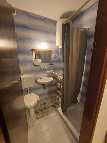 a bathroom with a toilet and a sink at Apartmani Vuksanović in Pag