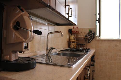 uma cozinha com uma batedeira e um lavatório em Casa Nonna Nina em Trabia