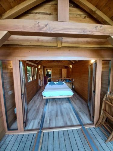 an overhead view of a bedroom in a tiny house at IRATIKO KABIAK in Orbaiceta