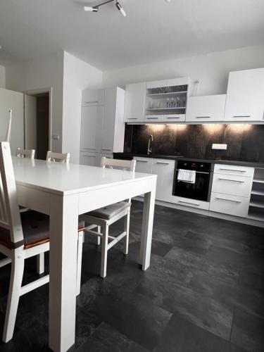 Dapur atau dapur kecil di Ferienwohnung zum Scheibe-See