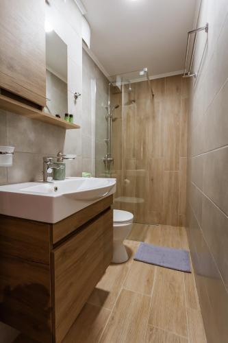 a bathroom with a sink and a toilet at Serenity Studio for couples in Rhodes Town