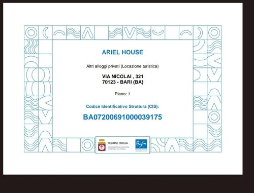 a screenshot of a ticket for an art house at ARIEL HOUSE in Bari
