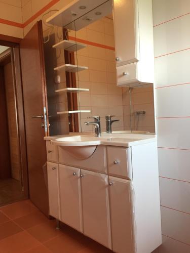 a bathroom with a sink and a mirror at Guest House Šeperić in Jastrebarsko