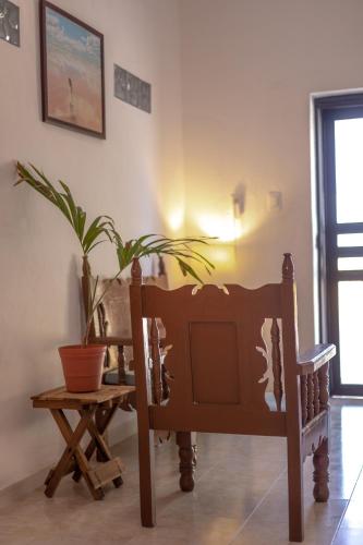 バジャドリドにあるCasa Makech 2の椅子と鉢植えの植物を備えた部屋