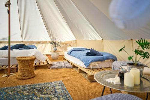 Posezení v ubytování Hesselgaard Glamping