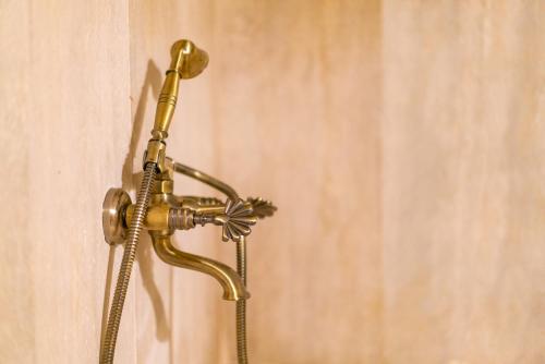 a gold shower head attached to a wall at Cappadocia Snora Cave in Nevsehir