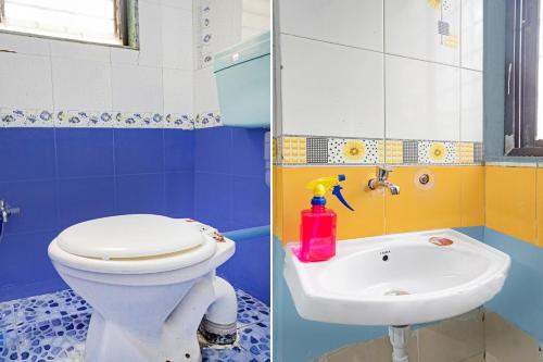a bathroom with a toilet and a sink at Hotel O Way Point in Méribel Village