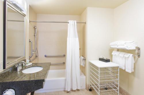 a bathroom with a sink and a shower at Staybridge Suites Everett - Paine Field, an IHG Hotel in Mukilteo