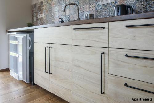 Kuchyň nebo kuchyňský kout v ubytování Apartmány u Matěje