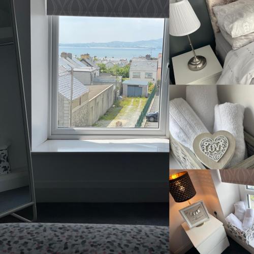 a collage of photos of a bedroom with a window at No 16 Main Accommodation in Buncrana